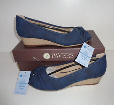 Pavers Ladies New Navy Slip On Court Heels Womens Shoes RRP £44.99 UK Size 6