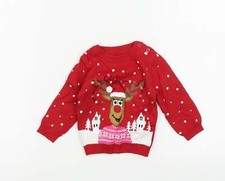 Primark Boys Red Spotted 100% Cotton Pullover Jumper Size 3-6 Months - christmas