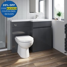 1100 mm Bathroom Vanity Unit Basin Toilet Combined Furniture Right Hand Grey