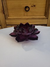 Godinger Shannon Crystal Purple Violet Water Lily Votive Candle Holder Lotus