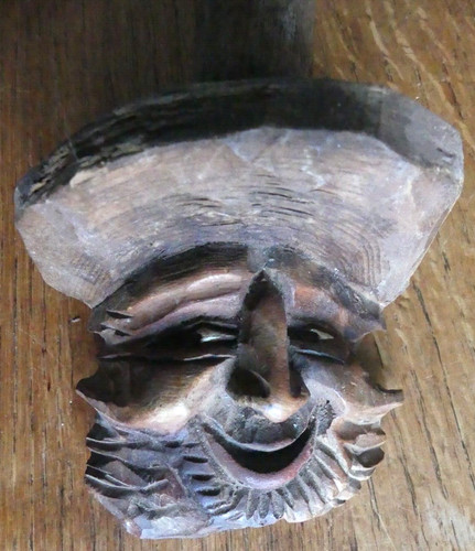 Wood carving old smiling - wood, of