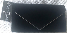Quiz Black Velvet Envelope Clutch Bag. New.