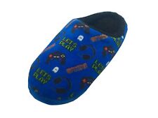 Boys Slippers Game Gaming Girls Kids Gamer Mule Slip On Size 11 - 6 Junior Blue