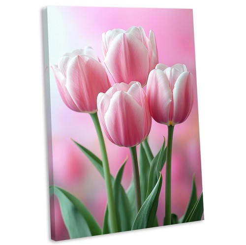 Pink tulip flowers canvas - flowers, wall