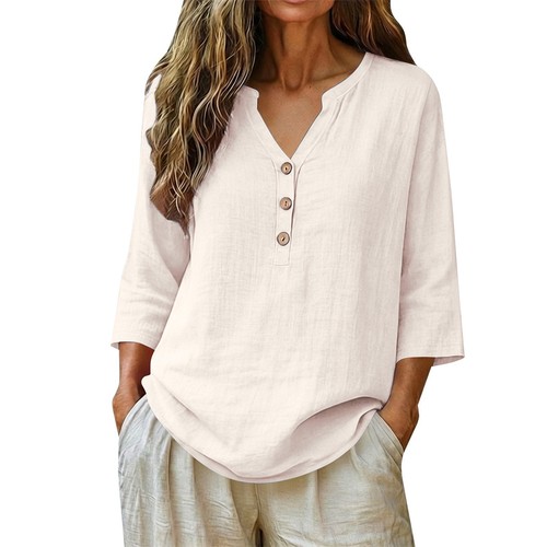 Ladies summer button - button, v-neck