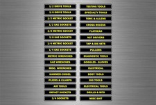 Set 32 sticker tool box labels toolbox mechanics garage decals box contents