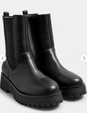 Yours Curve Women's Plus Size Chunky Wedge Chelsea Boots In Wide Fit UK 9EEE