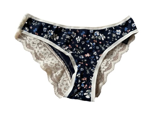 Navy blue floral lace - ex,