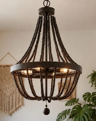 Wooden chandelier light - chandelier, 4-