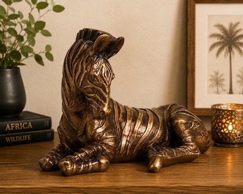 Bronze sitting zebra - bronze, ornament