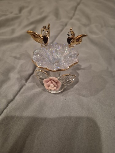 Vintage glass bird fountain - bird,