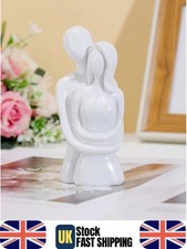 White Abstract Couple Statue Romantic Embrace Modern Figurine Home Decor