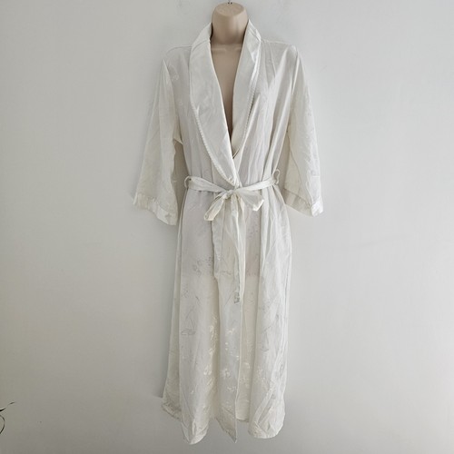 Vtg 90s ivory satin robe - satin,