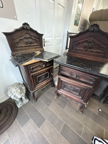 Vintage oak carved nightstand - vintage,