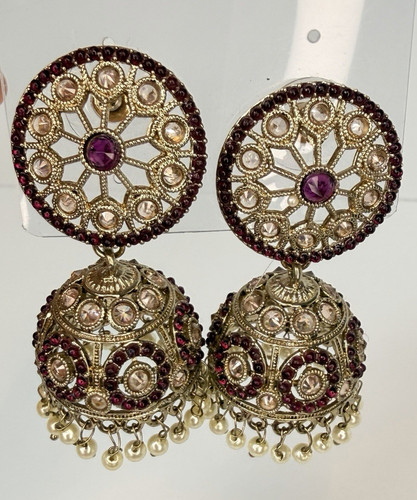 Gold tone purple round stone - tone,