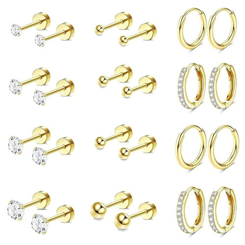 14pairs flat back silver gold - flat,