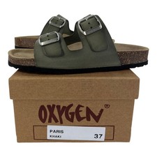 Oxygen Paris Khaki Leather Sandals Summer Casual Women's New Boxed |UK 4| EUR 37