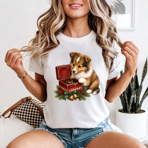 Christmas puppy womens shirt - christmas, t-shirt