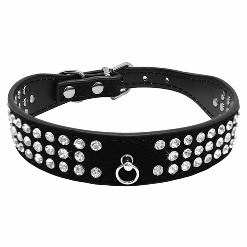 Suede leather dog collar - leather, row