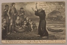 Rare R P Phillimore Postcard, St Baldred Preaching at Canty Bay, North Berwick.