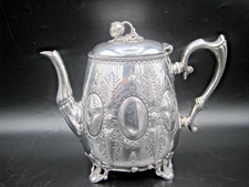 SILVER PLATED HIGH VICTORIAN TEAPOT by PHILIP ASHBERRY & SONS, SHEFFIELD
