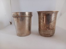 Two silver metal timpani