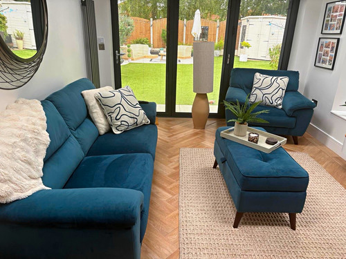 Dfs fargo blue - velvet, seater