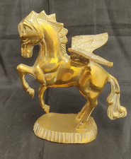 VINTAGE MOUNTED BRASS PEGASUS FLYING WINGED HORSE FIGURE STATUE ( A 6 )