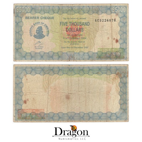 Zimbabwe 5000 dollars 2003 - zimbabwe,