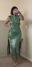 Zara Green Cut Out Body on Sequin Party Dress. Christmas Party. Event