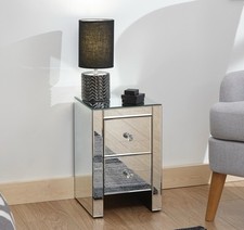 Mirrored Slim Chest 2 Drawer Bedside Table