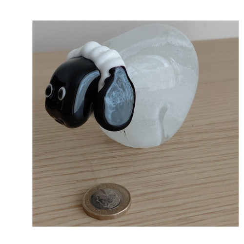 Glass sheep figurine - sheep, white
