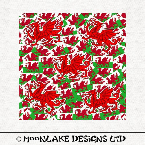 Welsh dragons tossed flags - on,