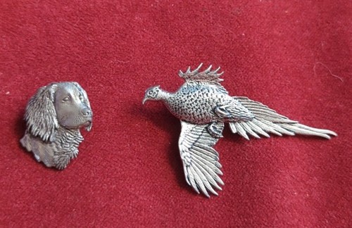 Brown pewter lapel - brown,