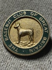 vintage the basenji club of great britain badge pin gold tone enamel