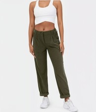 Halara Mid Rise Button Zipper Side Pocket Corduroy Casual Pants