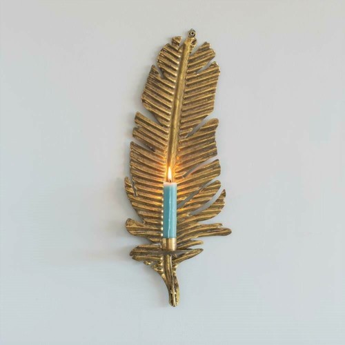 Gold feather wall - wall, candle