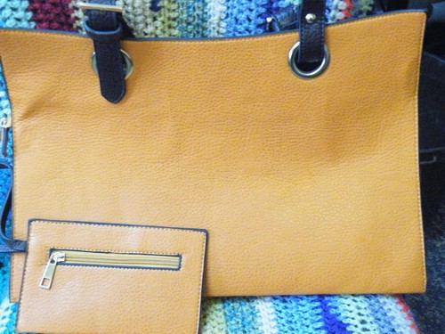 Leather handbag orange - orange,