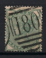 GB Stamps 1880 Half Penny Green SG164 180 Numeric Cancel Used
