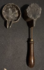 Leaf Millinery Press Antique Vintage Bronze Handle Tool.