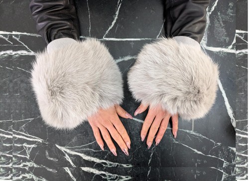 Fur fox cuffs light gray - fur,