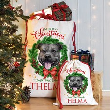 Black Staffy Christmas Sack