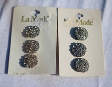 Vintage La Mode Rhinestone Carded Buttons Set of 6 5/8" Jewel
