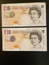 ENGLAND - 2x £10 Pounds - Consecutive Number - very good condition  