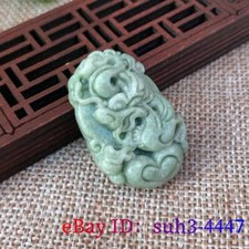 Green Natural Real Jade Chinese Zodiac Pendant Necklace Carved Jewelry Stone