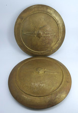 Pair 1930s Vauxhall Brass Hub Caps 10 12 14 10-4 12-4 14-6 Centre Cap