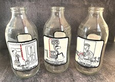 SET OF 3 RETRO HUMPHREY UNIGATE ADVERTISING MILK BOTTLES 1980's  GREAT CONDITION