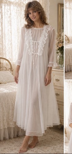 Vtg lorraine white sheer nylon - sheer,
