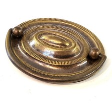 Brass oval pressed plate handle chest drawers antique furniture restoration pull