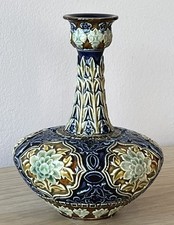 Fine Antique Miniature Doulton Lambeth Art Pottery Vase,  Eleanor Tosen 5" c1900